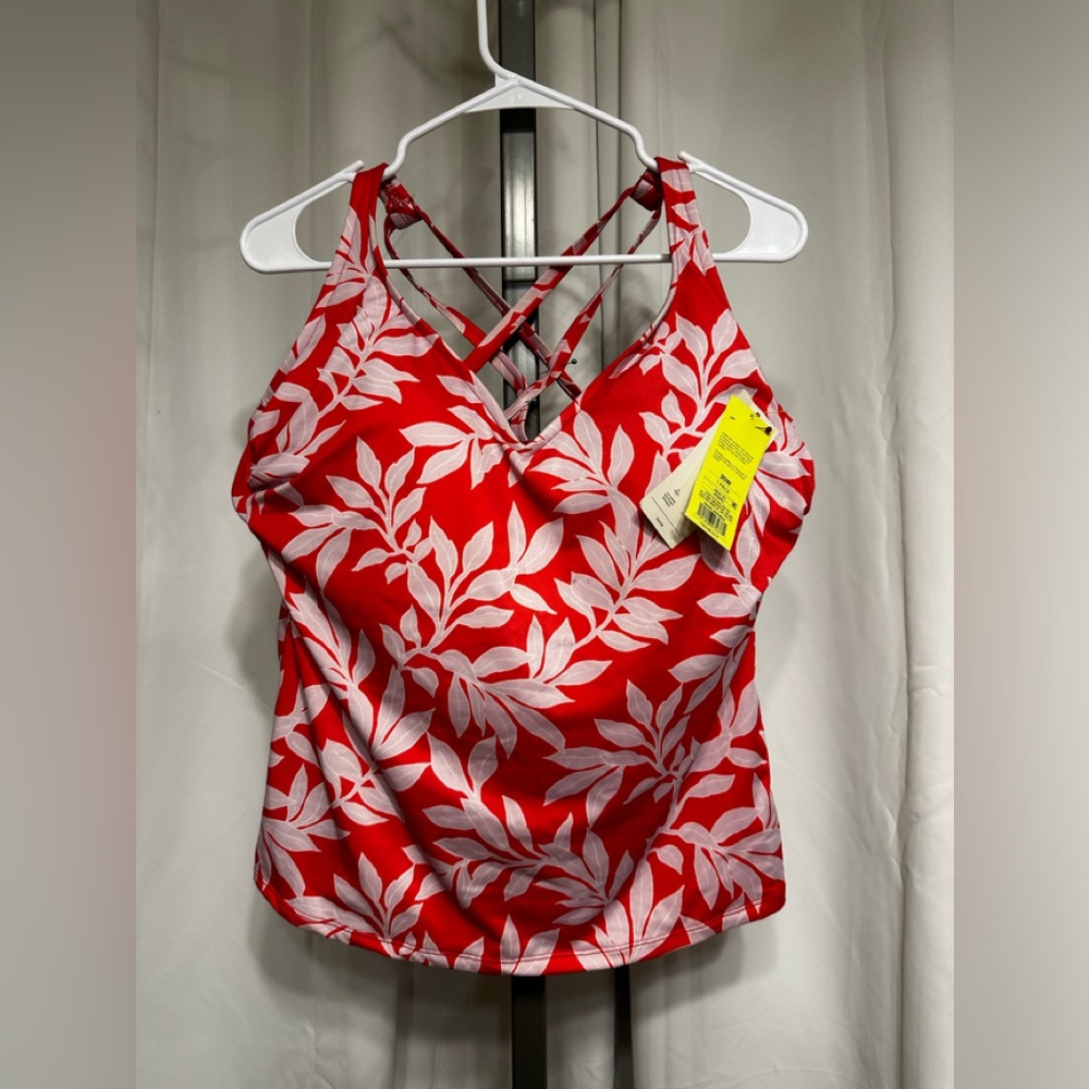 NWTAG Tropical Red Floral Mix Shelf Bra Tankini Top